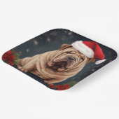 雪のクリスマスにシャールペイ犬 ペーパープレート (傾斜あり)