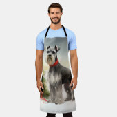 雪のクリスマスにシュナウザー犬 エプロン (着用した状態)