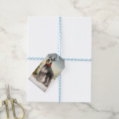 雪のクリスマスにシュナウザー犬 ギフトタグ (より糸付き)