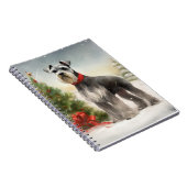 雪のクリスマスにシュナウザー犬 ノートブック (右側)