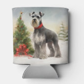 雪のクリスマスにシュナウザー犬 缶クーラー (裏面)