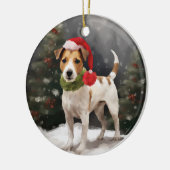 雪のクリスマスにジャック・ラッセル・ドッグ セラミックオーナメント (左)