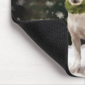 雪のクリスマスにジャック・ラッセル・ドッグ マウスパッド (コーナー)