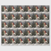 雪のクリスマスにジャック・ラッセル・ドッグ ラッピングペーパー (フラット)