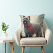 雪のクリスマスにスカイテリア犬 クッション (椅子)