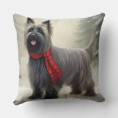 雪のクリスマスにスカイテリア犬 クッション (裏面)