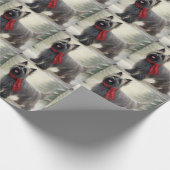 雪のクリスマスにスカイテリア犬 ラッピングペーパー (角)