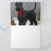 雪のクリスマスにスコットランドのテリア犬 カード (内部)