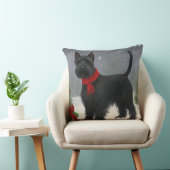 雪のクリスマスにスコットランドのテリア犬 クッション (椅子)