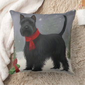 雪のクリスマスにスコットランドのテリア犬 クッション (ブランケット)