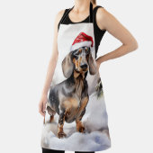 雪のクリスマスにダシュント犬 エプロン (インサイチュ)