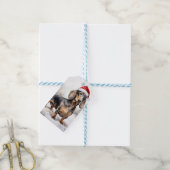 雪のクリスマスにダシュント犬 ギフトタグ (より糸付き)