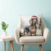 雪のクリスマスにダシュント犬 クッション (椅子)