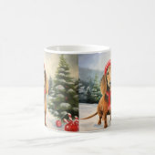 雪のクリスマスにダシュント犬 コーヒーマグカップ (中央)