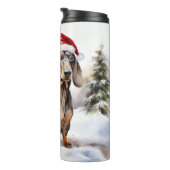 雪のクリスマスにダシュント犬 タンブラー (回転右)