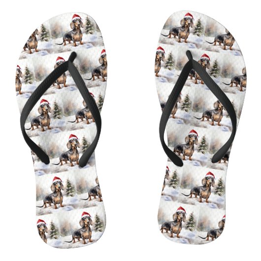 雪のクリスマスにダシュント犬 ビーチサンダル (ソール)