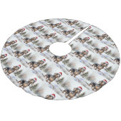 雪のクリスマスにダシュント犬 ブラッシュドポリエステルツリースカート (アングル)