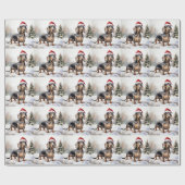 雪のクリスマスにダシュント犬 ラッピングペーパー (フラット)