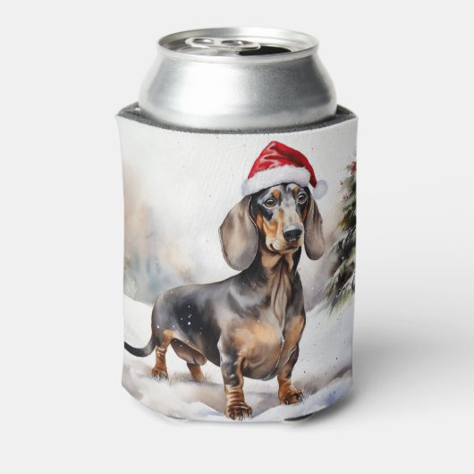 雪のクリスマスにダシュント犬 缶クーラー (缶裏面)