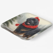 雪のクリスマスにチベットのマスティフ犬 ペーパープレート (傾斜あり)