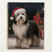 雪のクリスマスにチベットテリア犬 プランナー手帳 (正面)