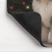 雪のクリスマスにチベットテリア犬 マウスパッド (コーナー)