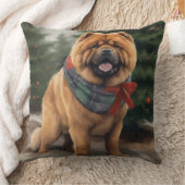 雪のクリスマスにチャウ・ドッグ クッション (ブランケット)