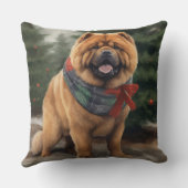 雪のクリスマスにチャウ・ドッグ クッション (裏面)