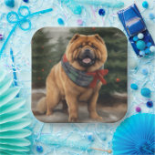 雪のクリスマスにチャウ・ドッグ ペーパープレート (パーティー)