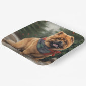 雪のクリスマスにチャウ・ドッグ ペーパープレート (傾斜あり)