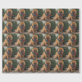 雪のクリスマスにチャウ・ドッグ ラッピングペーパー (フラット)