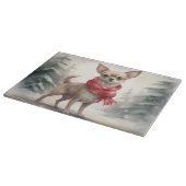 雪のクリスマスにチワホアドッグ カッティングボード (角)