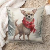 雪のクリスマスにチワホアドッグ クッション (ブランケット)