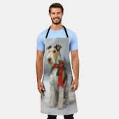 雪のクリスマスにテリア犬 エプロン (着用した状態)