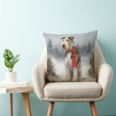 雪のクリスマスにテリア犬 クッション (椅子)