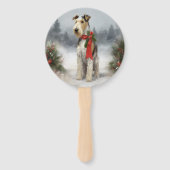 雪のクリスマスにテリア犬 ハンドファン (正面)