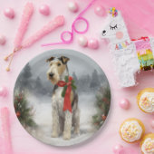 雪のクリスマスにテリア犬 ペーパープレート (パーティー)