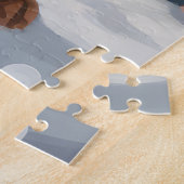 雪のクリスマスにドベルマン犬 ジグソーパズル (側面)