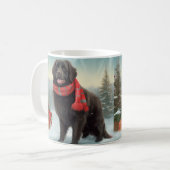 雪のクリスマスにニューファンドランド犬 コーヒーマグカップ (正面左)