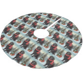 雪のクリスマスにニューファンドランド犬 ブラッシュドポリエステルツリースカート (アングル)