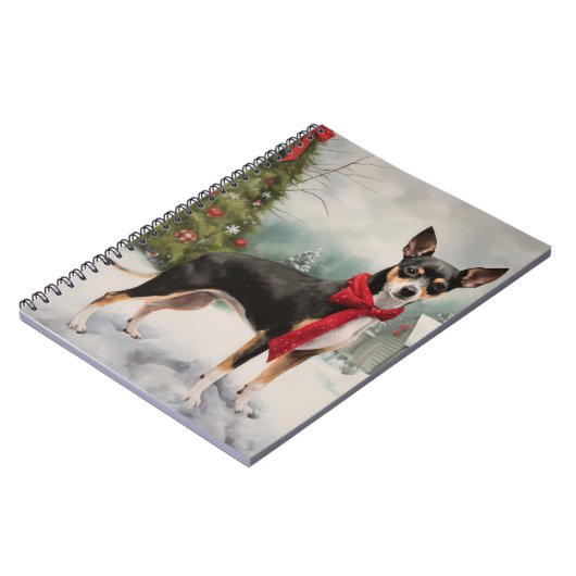 雪のクリスマスにネズミのテリア犬 ノートブック (左側)