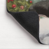 雪のクリスマスにネズミのテリア犬 マウスパッド (コーナー)