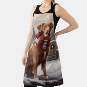 雪のクリスマスにノバスコシアダックトーラードッグ エプロン (インサイチュ)