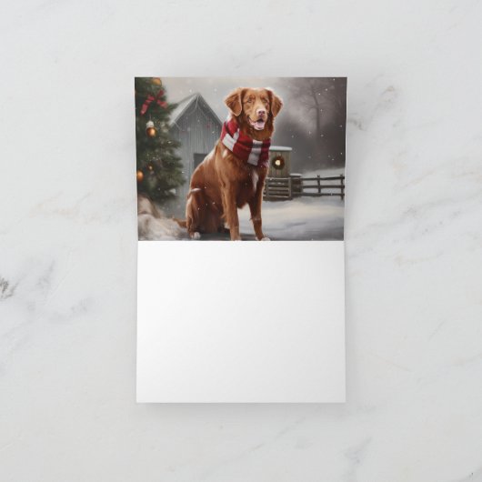 雪のクリスマスにノバスコシアダックトーラードッグ カード (内部)