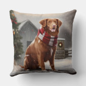 雪のクリスマスにノバスコシアダックトーラードッグ クッション (裏面)