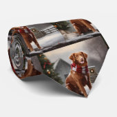 雪のクリスマスにノバスコシアダックトーラードッグ ネクタイ (ロール)