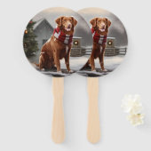 雪のクリスマスにノバスコシアダックトーラードッグ ハンドファン (正面&裏面)