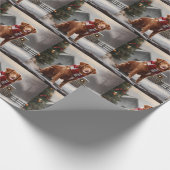 雪のクリスマスにノバスコシアダックトーラードッグ ラッピングペーパー (角)