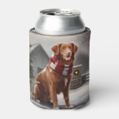 雪のクリスマスにノバスコシアダックトーラードッグ 缶クーラー (缶正面)