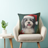 雪のクリスマスにハバニーズの犬 クッション (椅子)